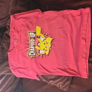 Pokemon "Charged Up" red tee, Boys M. Yellow, black & white accents.